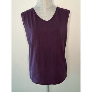St John’s Bay Tank Top 1X in Plum Color Wide Strap V-Neck